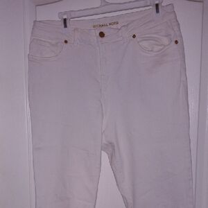 Michael Kors High Rise White Jeans with Gold Accents